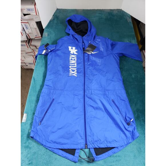 Kentucky Wildcats Nike Rain Coat Size Medium Womens Blue Hooded Polyester NWT - Picture 1 of 11